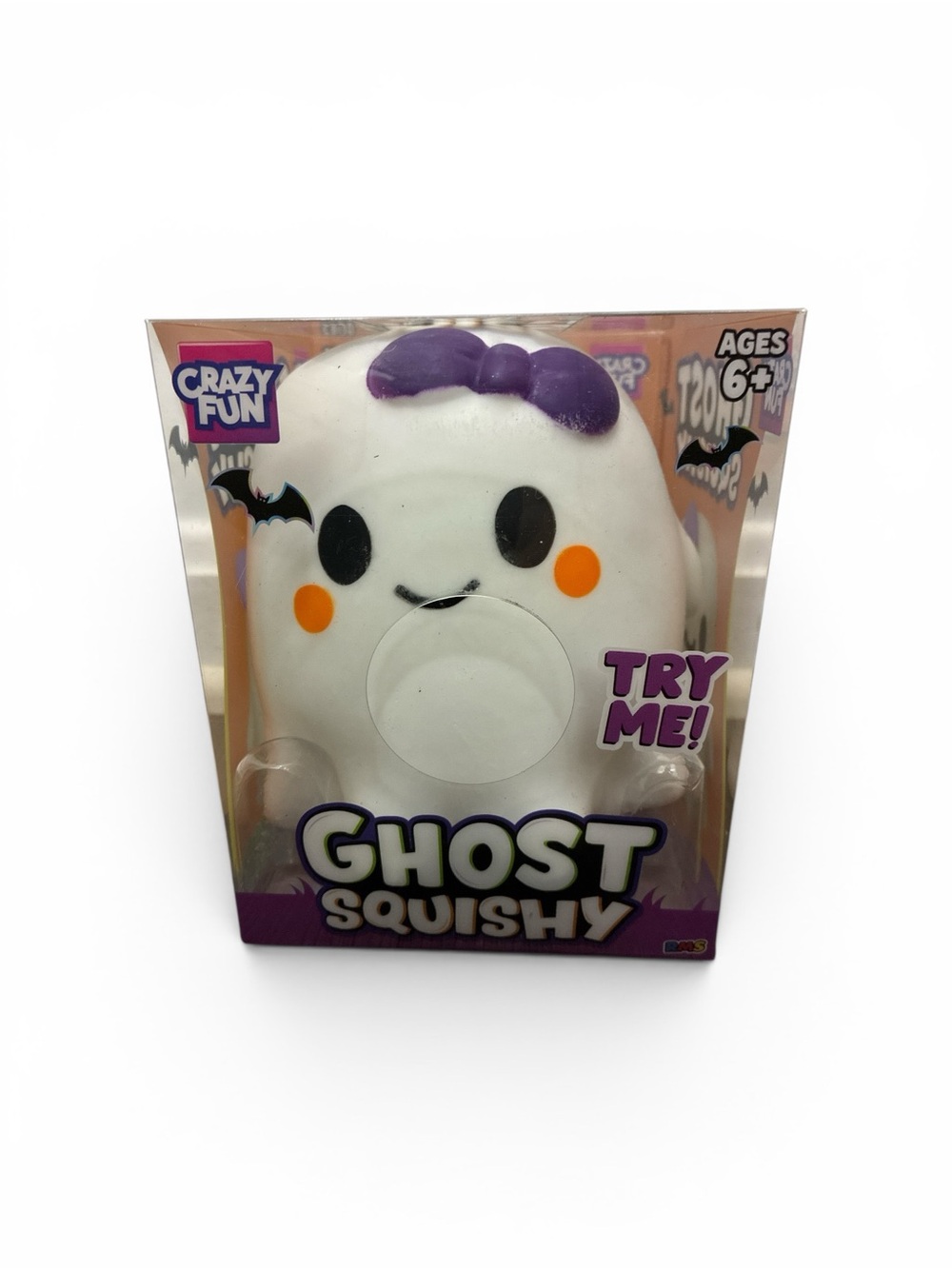 NWT Crazy Fun Ghost Squishy with Purple Bow-Ghost Girl-very hard to find